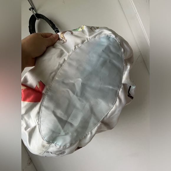 DSW Reversible Purse Bag Black Striped Lady Tree Walking Dog Couple Park Bench - Picture 7 of 13